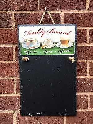 Freshly Brewed Cappuccino Espresso Caffe Latte - Slate Memo Board • £15