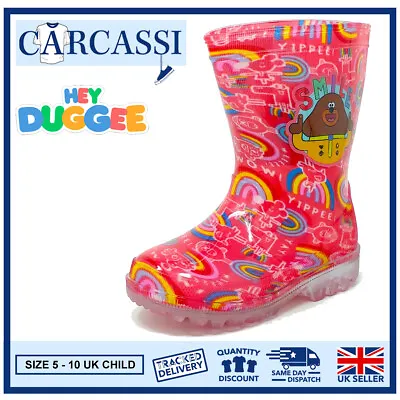 £13.99 • Buy Hey Duggee Wellies Girls Childrens Kids Pink Wellington Rain Boots Size 5-10