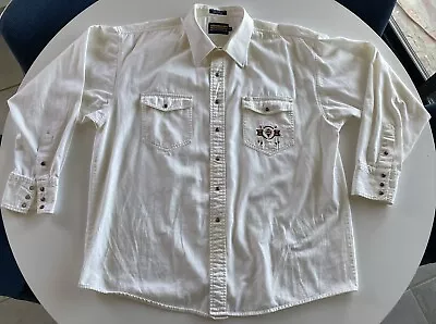 Vintage Panhandle Slim Pearl Snap Shirt Mens XL Southwest Embroidered Longhorn • $23.96