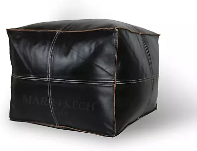 Comfortable Leather Ottoman Pouf - Handmade Unstuffed Moroccan Pouf Cover - Squa • $69.99