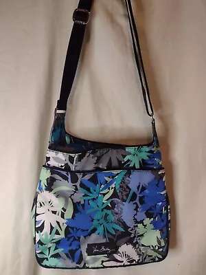 Vera Bradley Blue Turquoise Camo Floral Crossbody Shoulder Bag Purse Nylon • $18.99