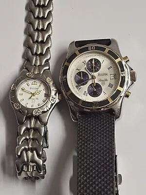 Vintage Watch Lot Of 2 Bulova Marine Star Watch For Restoring & Parts!! • $44.99