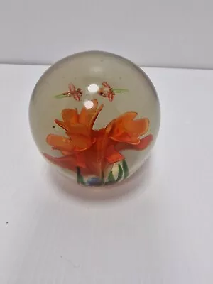 Glass Paperweight insect And Flower • £9.95