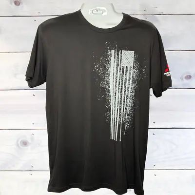 Mitsubishi T-shirt Short Sleeve Black American Flag Graphic Men Size XL • $8.99