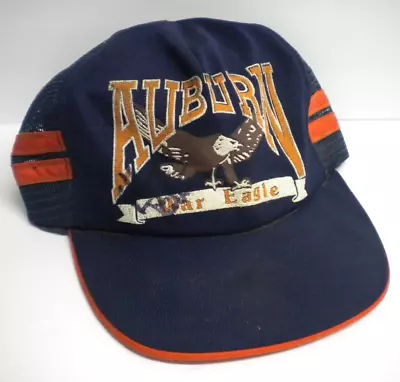 Vintage Autographed Auburn Tigers Eagle Stripe Trucker Mesh Snapback Hat Cap 80s • $29.99
