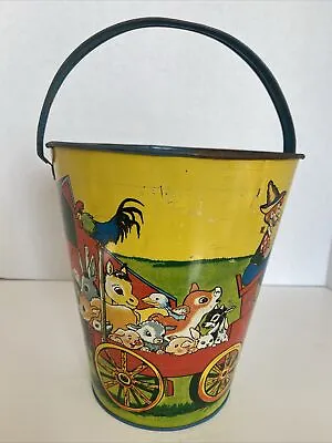 Vintage T. Cohn Tin Litho Sand Pail Down On The Farm • $44.95