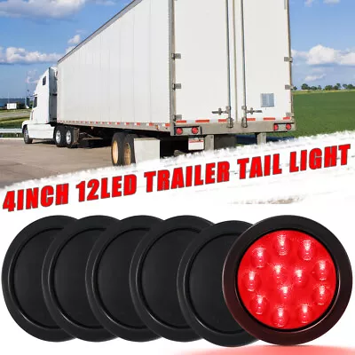 6x 4  Round Trailer Tail Lights LED Rear Brake Turn Signal Truck RV Reverse Lamp • $90.99