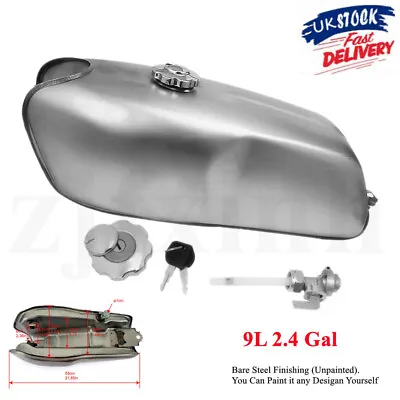 9L/2.4 Gallon Motorcycle Cafe Racer Gas Fuel Tank For BMW Honda Yamaha Suzuki • £69.99