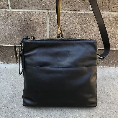 MARGOT NEW YORK Messenger Purse Crossbody Bag Black Leather Moto Boutique • $42.89