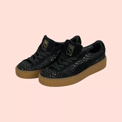 $40 • Buy PUMA Platform Exotskin Shoes Shoes Women S Black & Gold Size 9 Like New VGC