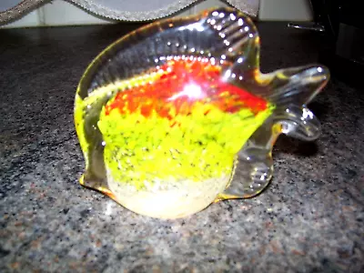 Murano Glass Yellow  Orange & Hint Of White  Angel Fish • £8.99