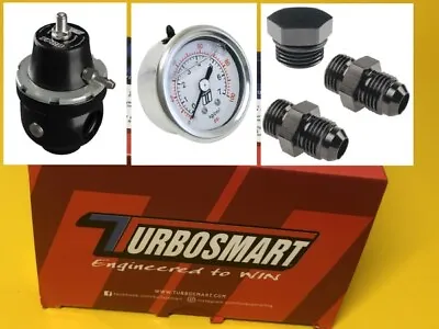 Turbosmart 8AN FPR8 Fuel Pressure Regulator + Gauge + Fittings Black • $359.66