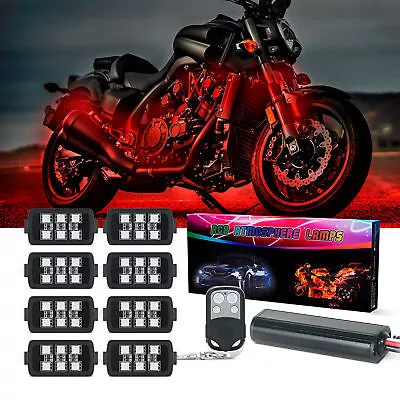 8 Pods Million Color Motorcycle RGB Underglow Neon Accent Light W/ Wireless Fob • $33.89