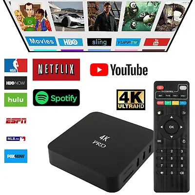 Ultra HD FAST 4K Android TV Box Wi-Fi Quad Core 64Bit Smart Media Player • $33.64