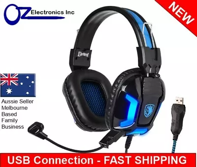 $25 • Buy SADES Gaming Headset LED MIC Volume Control Headphones For Mac Laptop PC NEW
