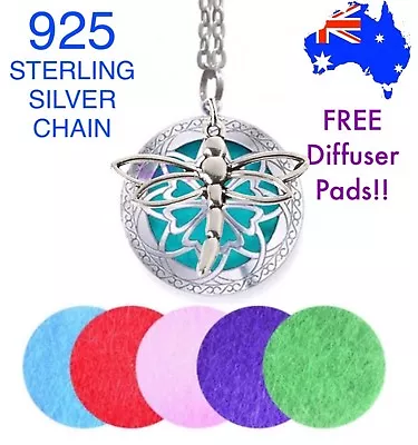 $3.70 • Buy Dragonfly Aromatherapy Essential Oil Diffuser 925 Sterling Silver Chain Necklace
