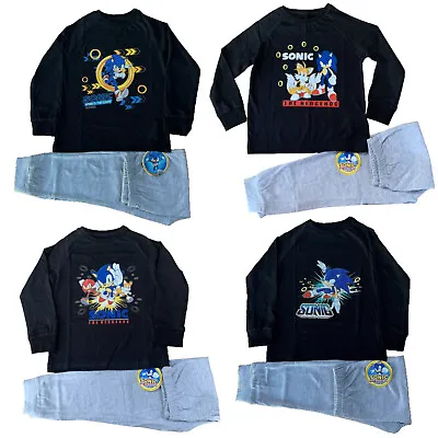 £9.45 • Buy Boys Sonic The Hedgehog Pyjamas PJs Long Sleeve Top & Bottom Age 5 - 12 Years
