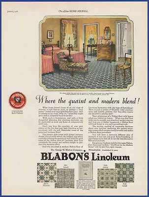 Vintage 1926 BLABON'S Linoleum Flooring Home Art Décor Ephemera 20's Print Ad • $11.21