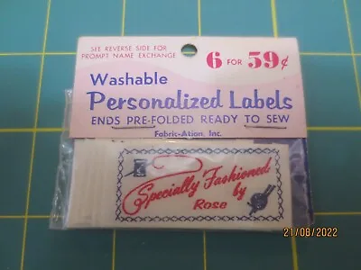 $13.99 • Buy 6 Vintage Washable  Specially Fashioned By ROSE   Ready To Sew Labels FabricActi