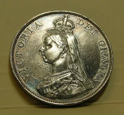 Antique Coin. Great Britain 1889 DOUBLE FLORIN Queen Victoria. .925 SILVER. NoR • $260