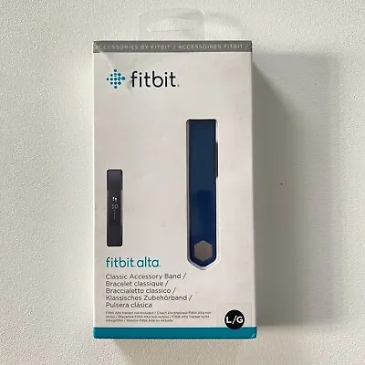 $10.32 • Buy Genuine Fitbit Alta HR Blue Classic Accessory Band Black Size L Large