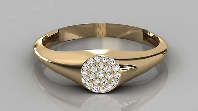 Micro Pave Set Sparkling Round Shape Moissanite In 10K Yellow Gold Fashion Ring • $399