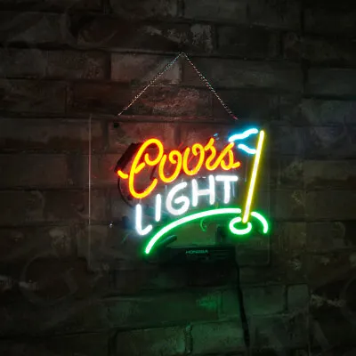 Golf Flag Vintage Decor Beer Neon Signs Real Glass 13  • $82.26