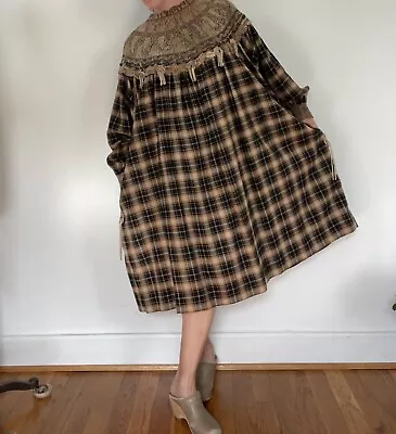 Zandra Rhodes Vintage 1980s Tartan Plaid And Suede Dress *RARE* • $1200