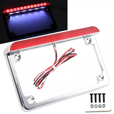 License Plate Frame Brake LED Light Aluminum Mount Holder Universal For Harley • $24.73