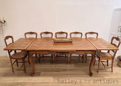 $2675 • Buy Antique French Oak Louis Style Dining Extension Table Seats 10-12 - C191