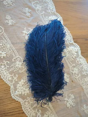 Antique Victorian Edwardian Titanic Blue Ostrich Millinery Feather • $40