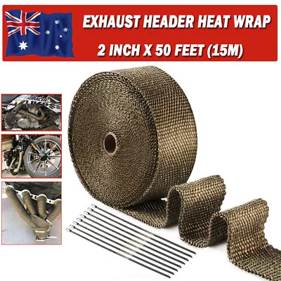 15m*5cm Titanium Wrap 2 Inch X 50 Feet Exhaust Header Heat Wrap Kit Locking Ties • $25.99