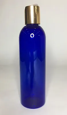Empty Cobalt Blue PET Plastic 250ml Bottles & Shiny Gold Disc Top *ANY AMOUNT* • £1.99