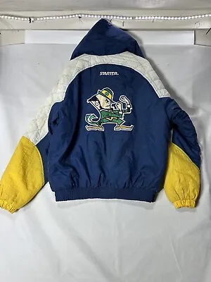 Notre Dame Starter Jacket Hooded Medium Pullover Puffer Football NCAA Irish • $70