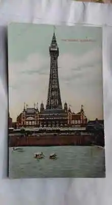 £12 • Buy Antique Postcard,Tower,River,Bank,boat,life,Blackpool,1908,Stoke-on-Trent,posted