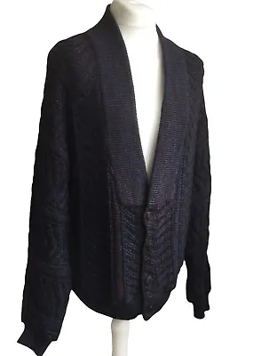 Vintage 90s TUNDRA Cardigan Canadian Pure Wool Cosby Blue Men's M • £22