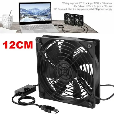 USB Fan 120mm Fan USB Computer Fan For PC/ PS4/ Xbox/TV Box/Laptop/AV Cabinet UK • £10.80