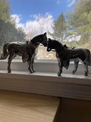 $37.90 • Buy Pair Of Vintage 1950s Cast Pot Metal Chrome Carnival Prize Cowboy Horse Made USA