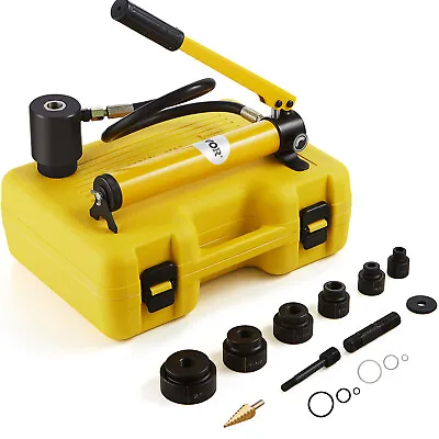 VEVOR 10 Ton Hydraulic Knockout Punch Driver Kit Hole Tool 1/2 -2  With 6 Dies • $58.99