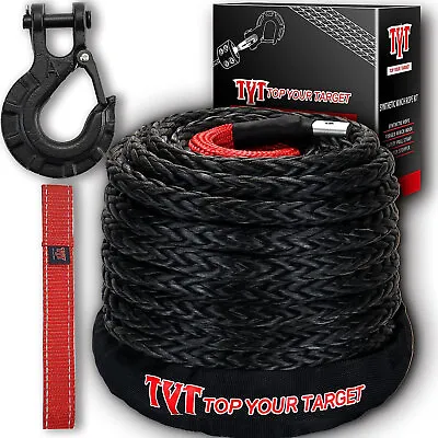 1/2  X 92' 32000LBS Synthetic Winch Line Cable Rope Off Road Vehicle SUV Black • $94.05