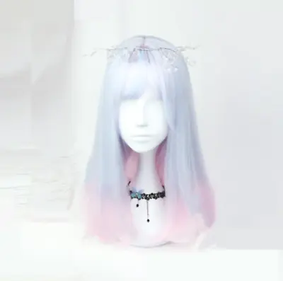 Pastel Blue Pink Gradient Synthetic Hair Lolita Anime Fairy Short Cosplay Wig • £54.12