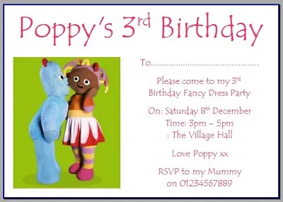 Personalised Photo Paper Card Party Invites Invitations IN THE NIGHT GARDEN #1 • £3.49