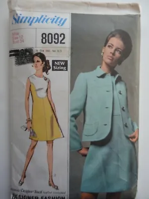 £2 • Buy Vintage 60s Simplicity 8092 Dress & Jacket Sewing Pattern - Size 12