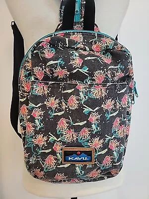 KAVU Convertible Mini Backpack Or Sling Bag Black Fabric Multi Fireworks Print • $16.49