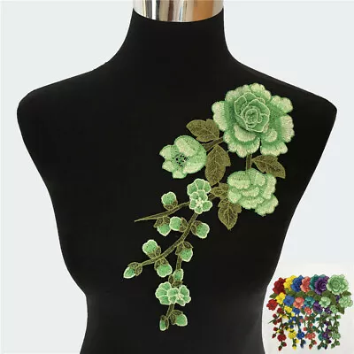 3D Flower Embroidered Neckline Lace Collar Trim Sewing DIY Patch Applique Dress • £3.23