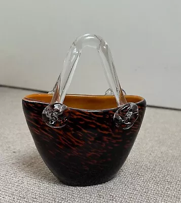 Vintage Murano Style Glass Blown Double Handle Handbag Purse 6” • £10