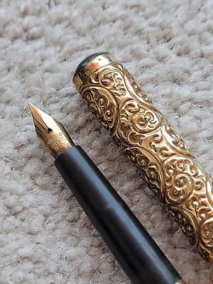 Vintage Gold Repousse Unbranded Eyedropper Fountain Pen W/ Morrison 14k Flex Nib • $125