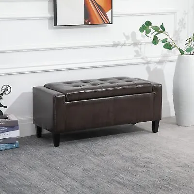£59.99 • Buy Bedroom Ottoman Storage Bench PU Leather Stool Seat For Hallway, Brown