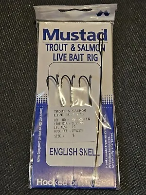 Mustad Double Salmon & Trout Hooks 80525 Snelled W/ Baiting Needle 3-Per Pack • $9.99