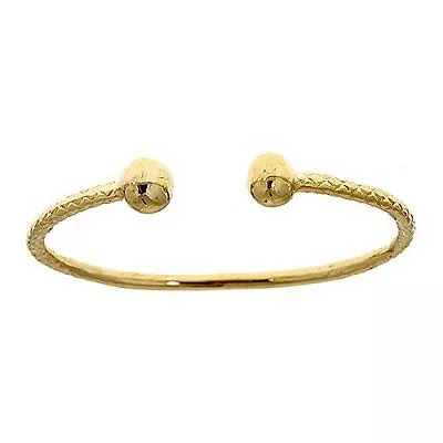 10K Yellow Gold BABY West Indian Bangle W. Ball Ends  5.5  (MADE IN USA) • $817.30